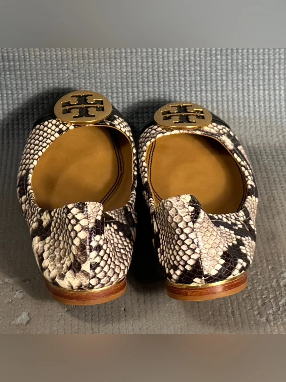Tory Burch Women’s Embossed Leather Animal Print Ballet Flats Size 7.5
